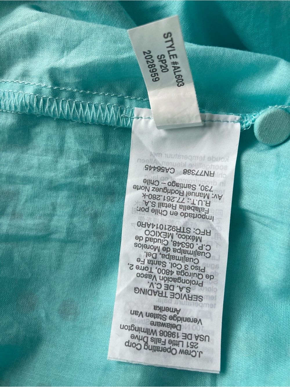 J. Crew Eyelet Lace Blouse Top Aqua Blue M High Neck Long Puff Sleeve Cotton - Picture 6 of 10